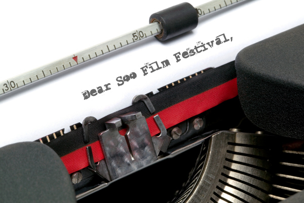 Manual typewriter: "Dear Soo Film Festival,"