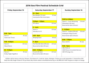 2016 Soo Film Festival Schedule Grid
